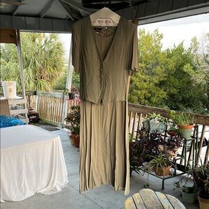 90s Carole Little Green Maxi Dress - Size 14